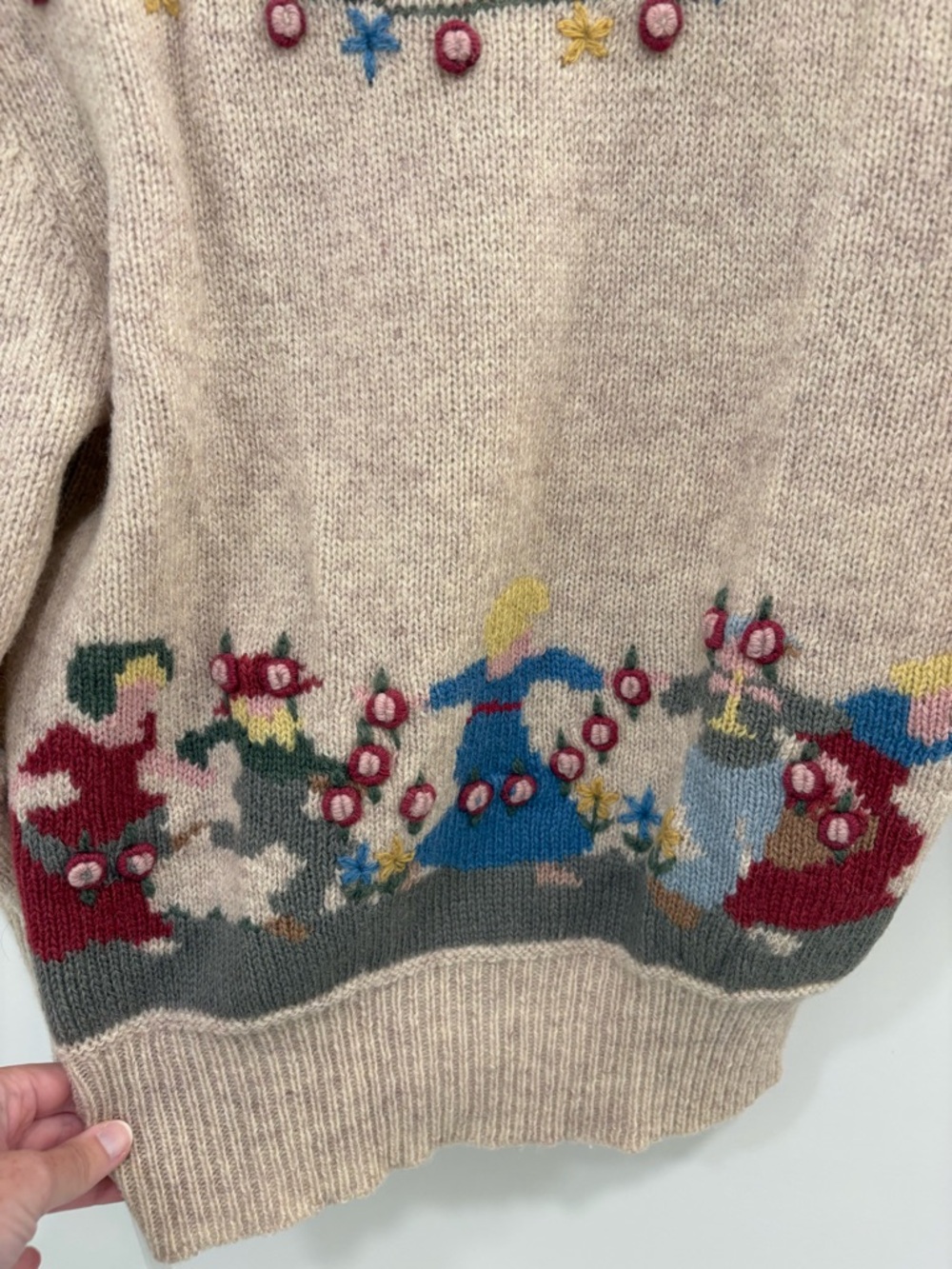 Vintage 90s Susan Bristol 100% Shetland Wool Dancing Ladies Knit Sweater Size S - Picture 13 of 14